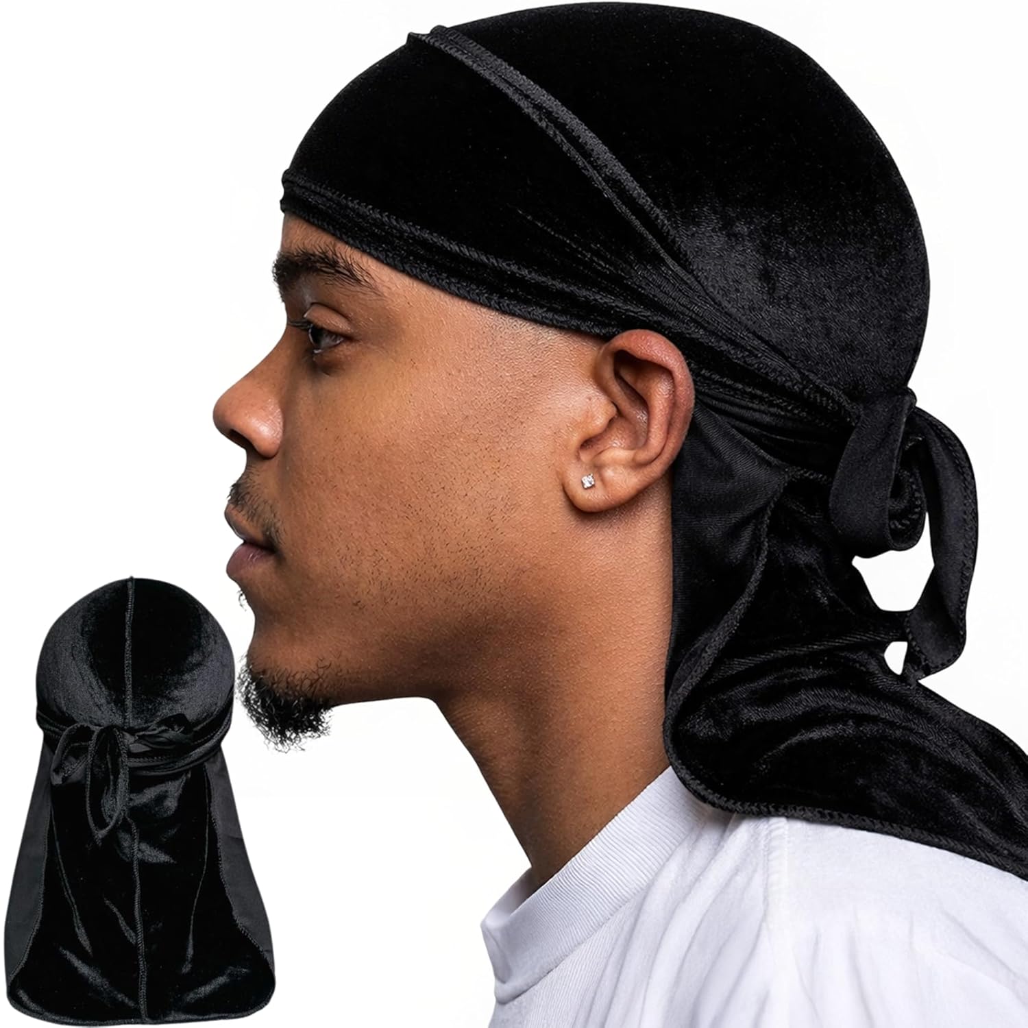 Veeta Superior Velvet Durag - Soft Velvet Durags for Men Women Long Double Wide Straps Silky Durag Liner