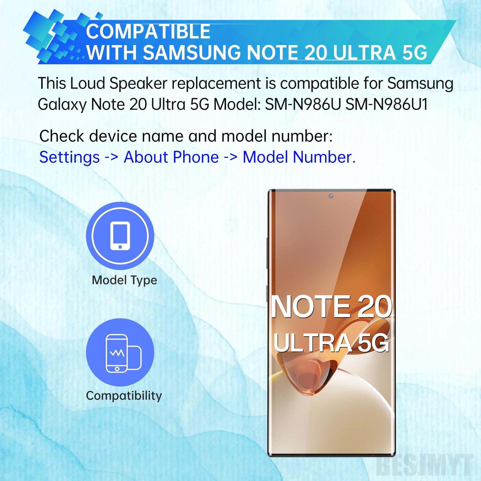 BESJMYT for Samsung Galaxy Note 20 Ultra 5G Loud Speaker Replacement Loudspeaker Ringer Clear Sound Ringtone Buzzer Repair for Samsung Galaxy Note 20 Ultra 5G Model: SM-N986U SM-N986U1