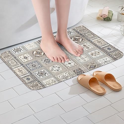 Miniatura 89 de Erosebridal Tapete de baño oriental vintage, Art Deco floral para puerta de entrada, tapete de baño tribal bohemio, tapete de baño tradicional