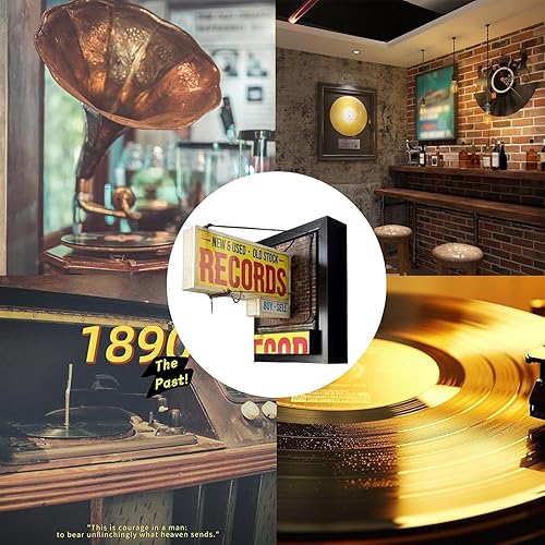Miniatura 6 de Record Store - Lámpara de pared retro, regalo para coleccionista de discos, estética retro para habitación, lámpara de pared de vinilo hecha a mano,