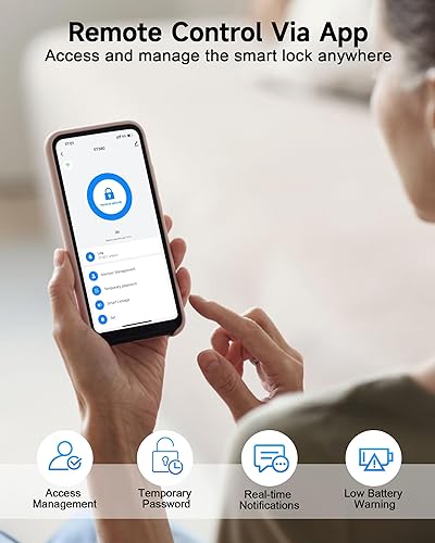 Miniatura 4 de Smart Lock ST380, Wi-Fi integrado, cerradura de puerta de entrada sin llave de huellas dactilares, cerrojo de seguridad para puerta delantera,