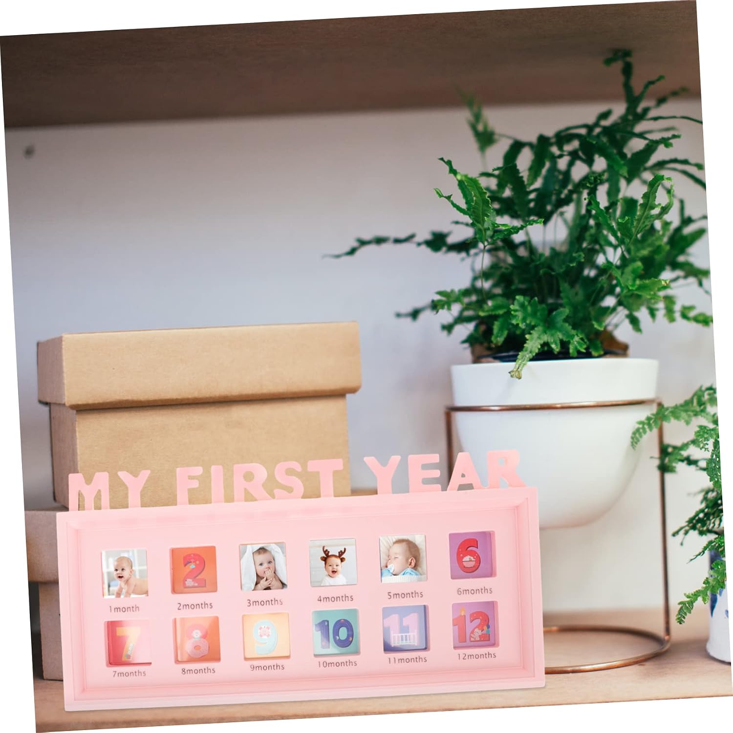 SUPVOX Growth Photo Frame Modern Month Picture Holder for Boy Girl Home Decoration for Recording Your Boy Girl First Year