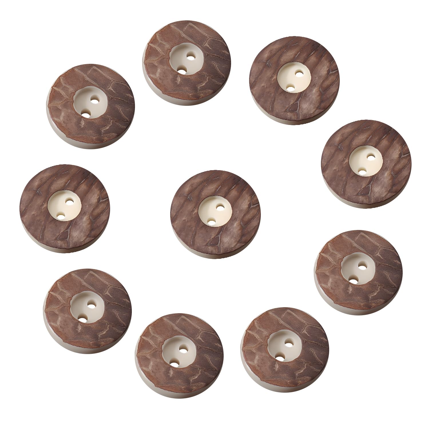 RUGBOL 10pcs 15mm Brown Sewing Buttons for Shirts, DIY Craft kits, Clothing Replacement
