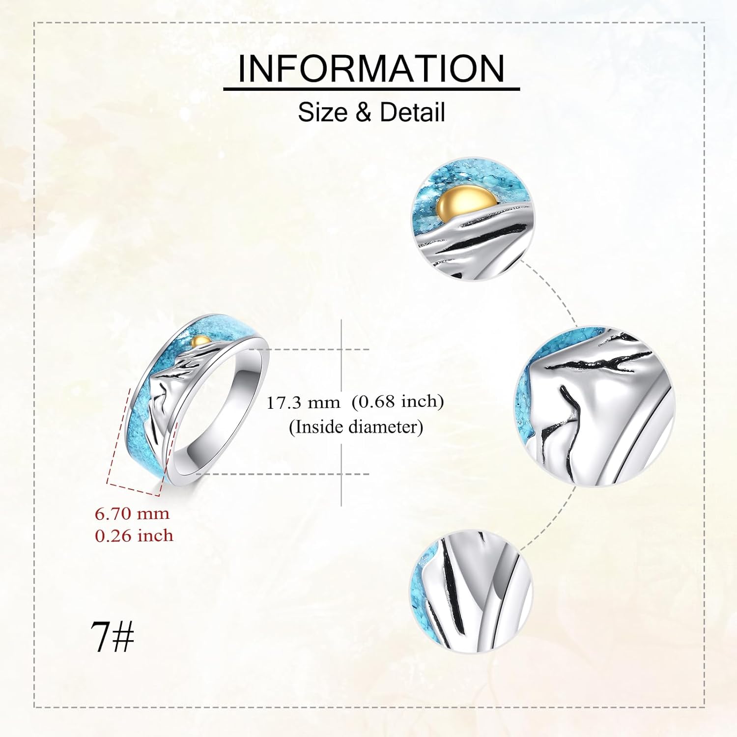 YAFEINI Mountain Turquoise Rings S925 Sterling Silver Turquoise Jewelry Gift For Women Men