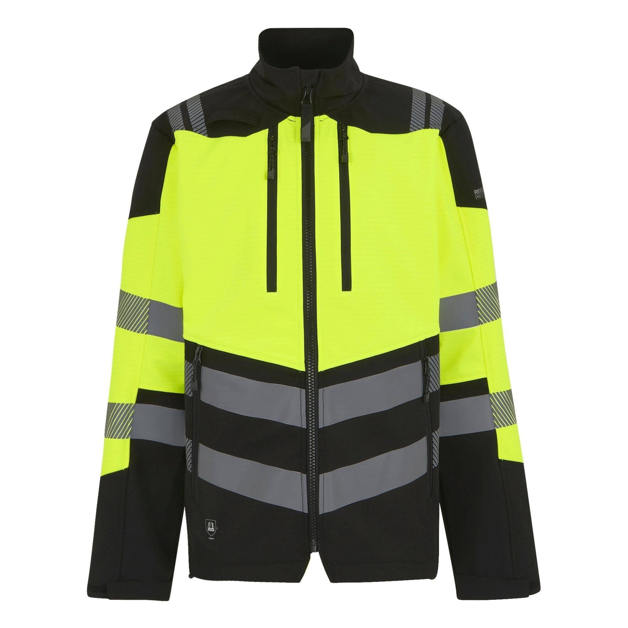 Regatta Men's Hi-Vis X Pro 3 Layer Softshell Jacket - Clas - Black/Yellow - XXL