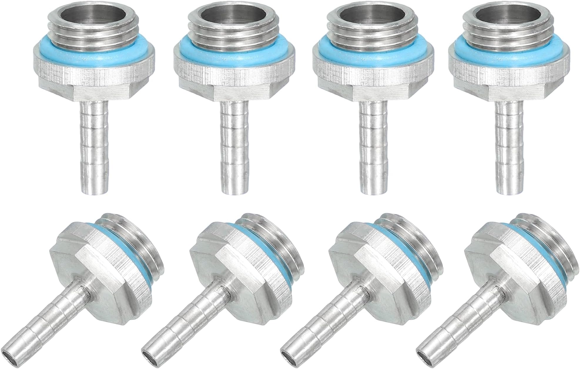 uxcell 8pcs G1/4 Fitting, G1/4 Thread with 4mm OD Nozzle PC Water Cooling Hose Barb Fitting for PC Water Cooling System Accessories