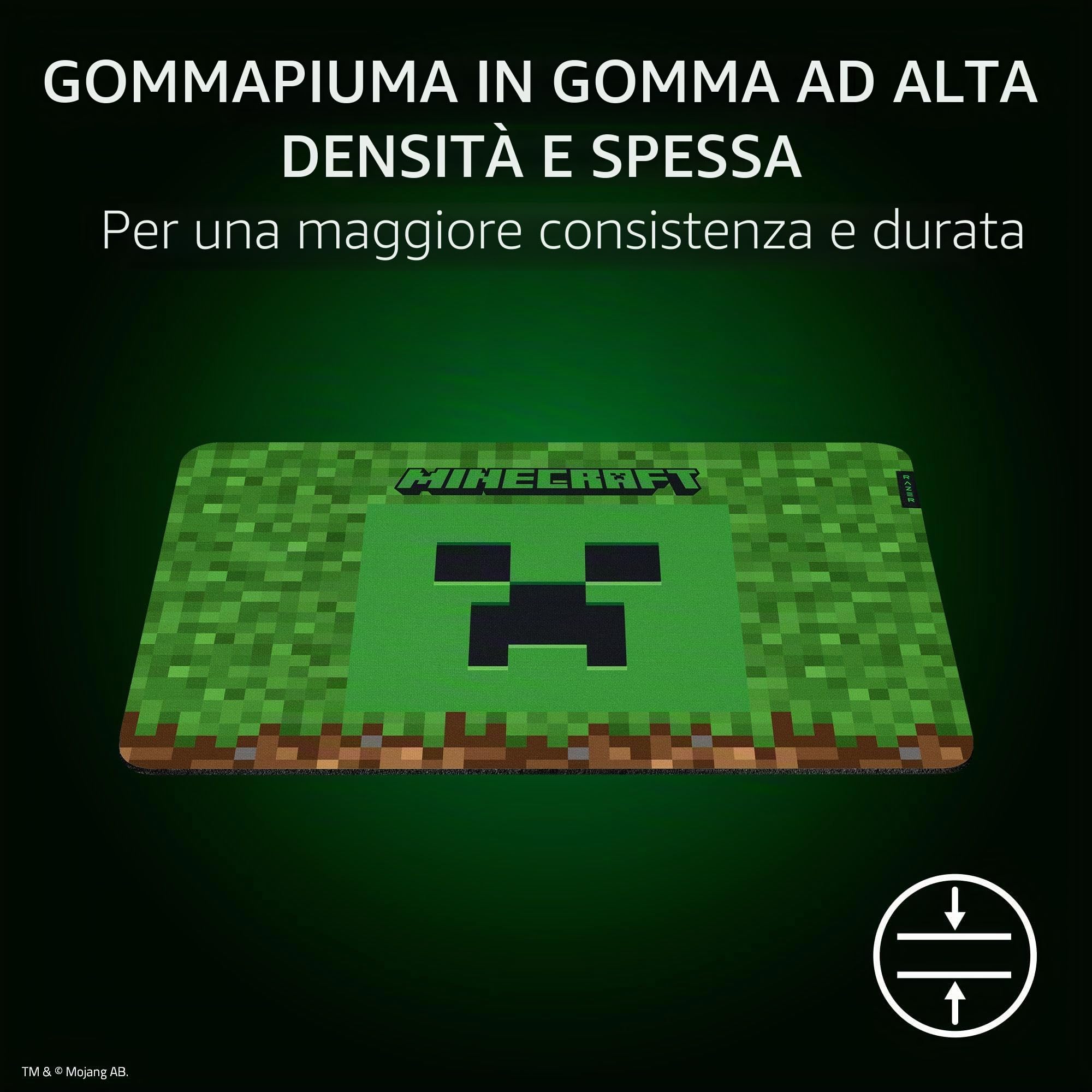 Razer Gigantus V2 - Tappetino per mouse da gioco (medio): superficie in tessuto MicroWeave testurizzato, schiuma di gomma spessa ad alta densità, base antiscivolo, edizione Minecraft