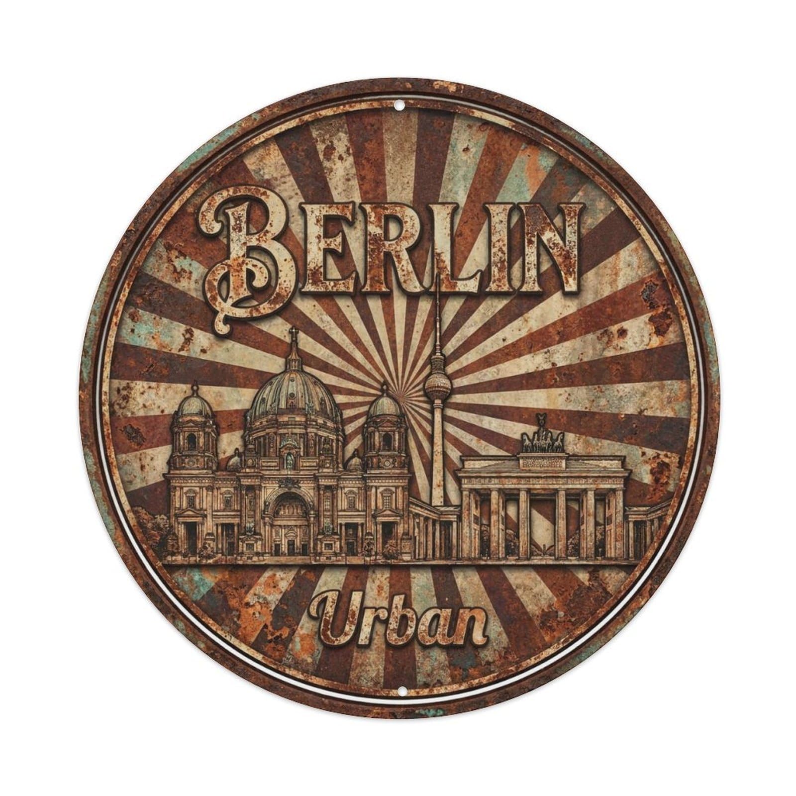 Yrnq 8X8inch Vintage Style Vintage Travel Berlin Germany Skyline Metal Tin Sign