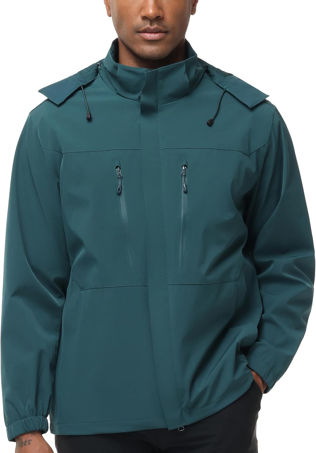8000 mm H2O Waterproof Rain Jacket with Removable Hood, Breathable Windbreaker Fashion Raincoat for Golf Hiking