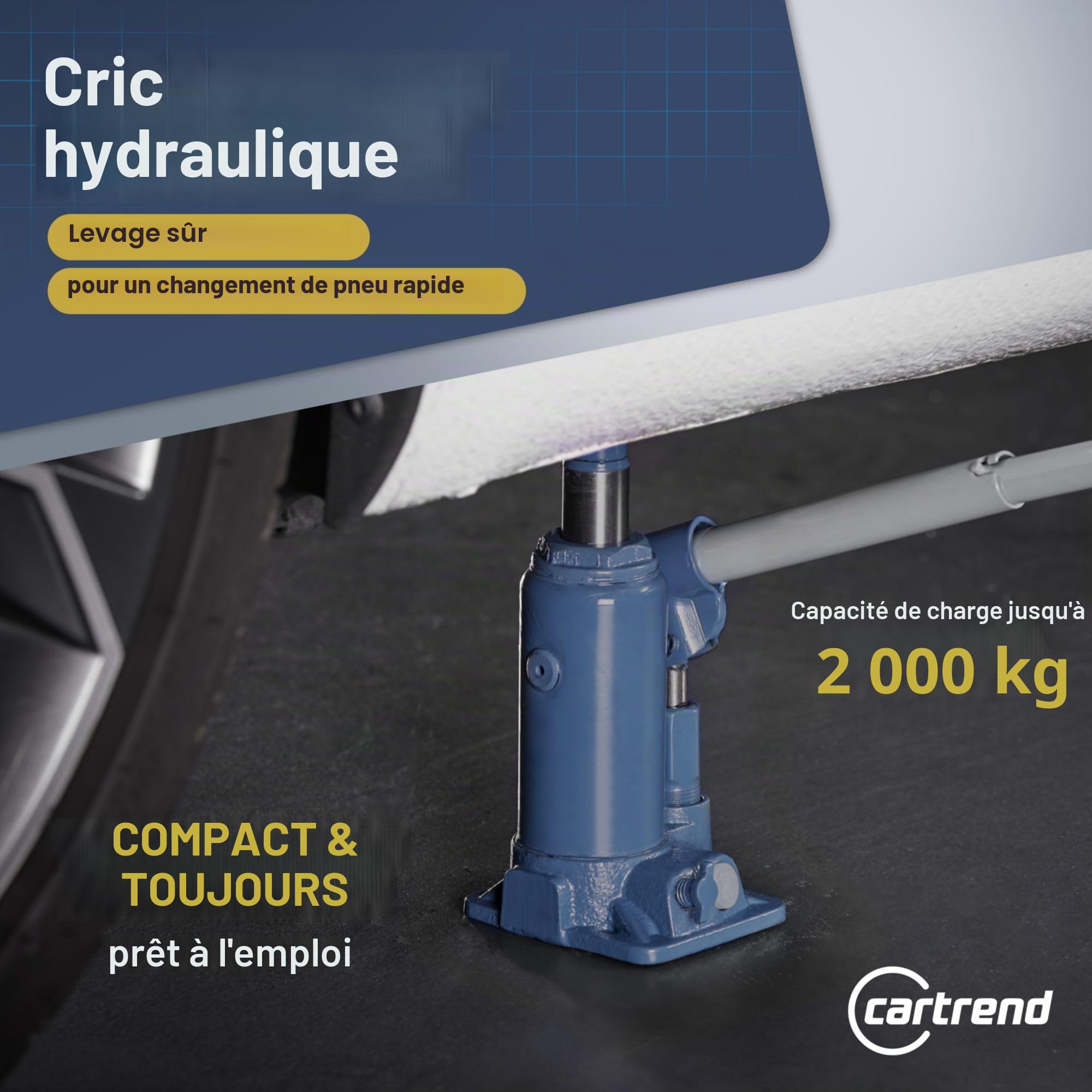 Cartrend 10005 Cric hydraulique 2 tonnes, gris