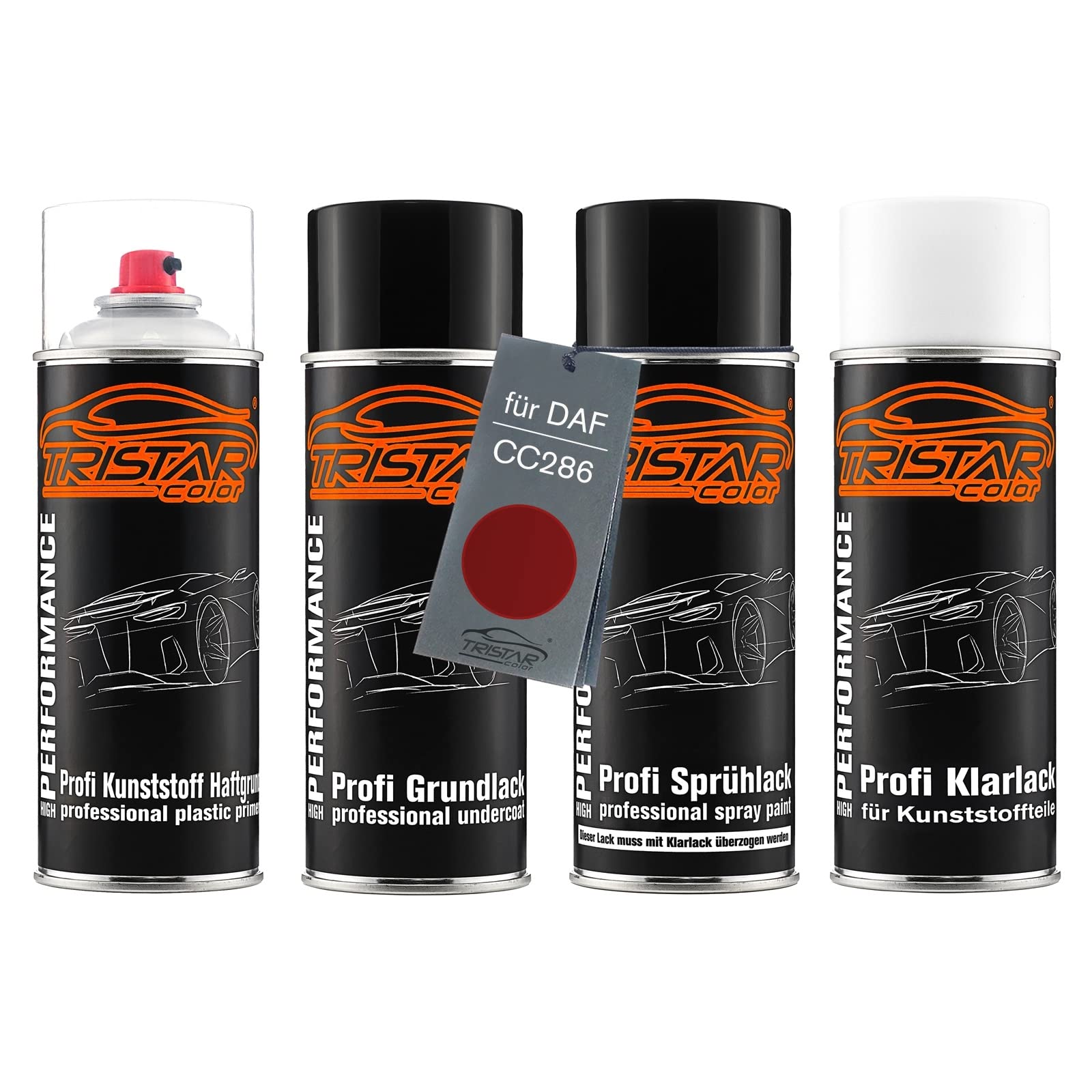 TRISTARcolor Zestaw w sprayu do plastiku do DAF CC286 Crimosone Red Metall.