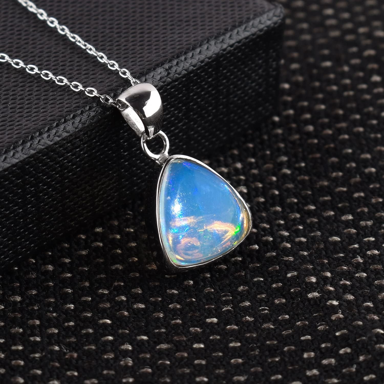 InfinityGemsArt Ethiopian Fire Opal Pendant Necklace Women, Birthstone, Natural Gemstone Dainty Bezel Handmade Jewelry, Chakra Energy Healing Crystals, 925 Silver Chain 20 inch Premium Gifts For Mom - Image 7