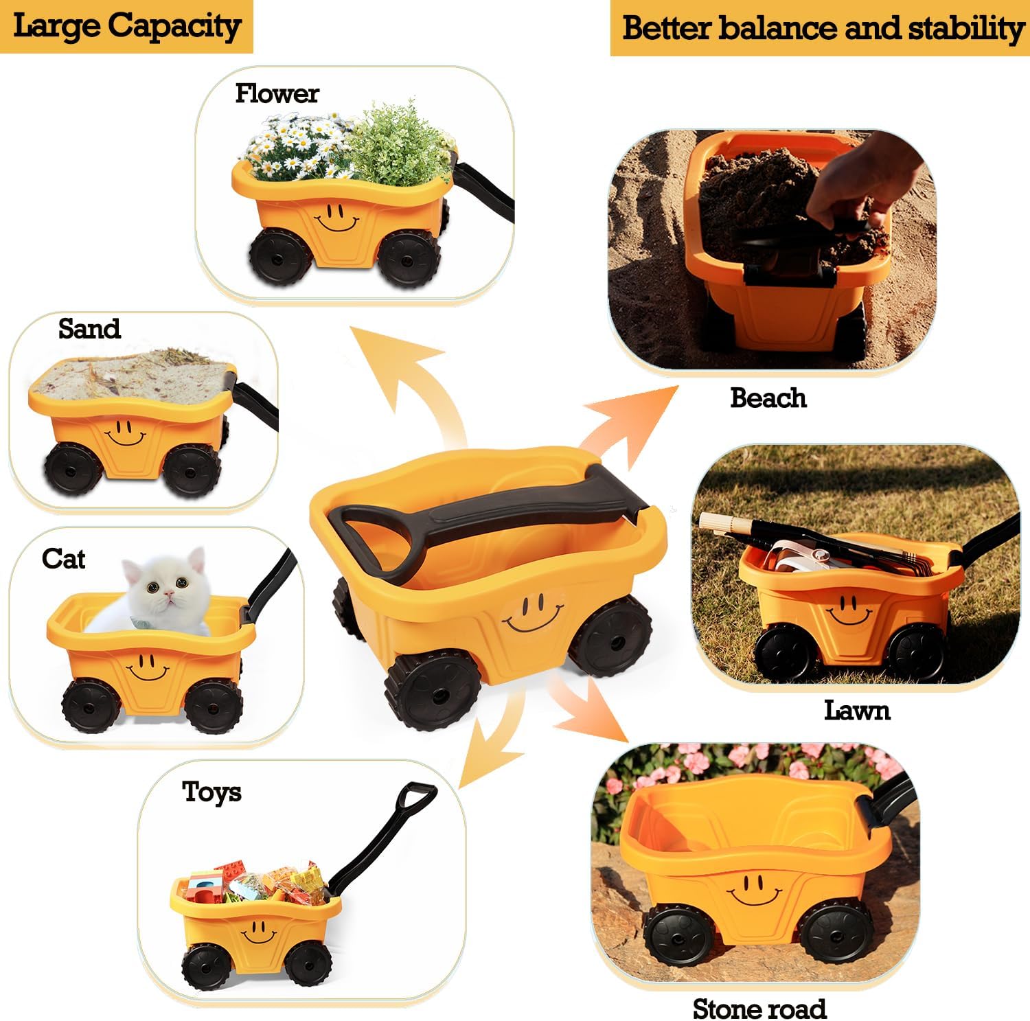 Toddlers Rake & Shovel Set with Wheelbarrow, Kids Yard Tools for Digging, Gardening, Beach, Sandbox, Lawn, Camping, Summer Outdoor Garden Toys Gifts for Children Age 2-5 Years Old