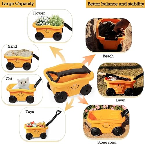 Miniatura 3 de Juego de herramientas de jardinería para niños, 8 piezas, vagón con herramientas de playa y jardín, pala, rastrillo, juguetes al aire libre para