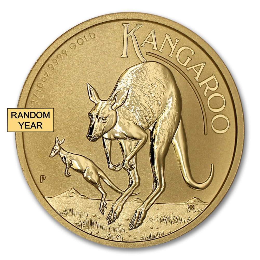 1987 - Present (Random Year) P 1/10 oz Australian Gold Kangaroo Coin Brilliant Uncirculated with Certificate of Authenticity $15 BU