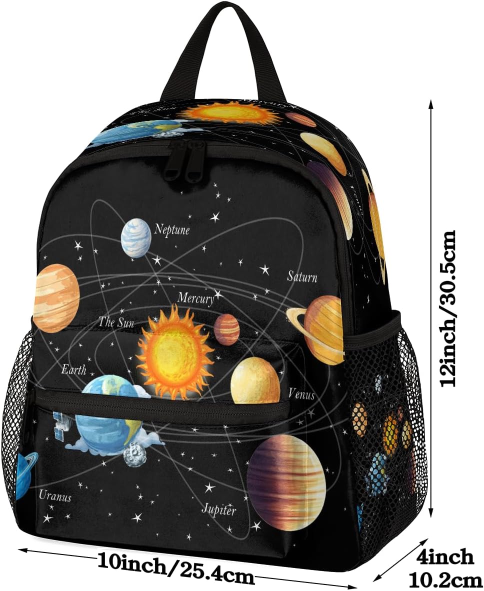 AUUXVA Planet Kid's Backpack Green Toddler Bag with Chest Clip Schoolbag for Girl Boy Preschool Kindergarten Student Bookbag Children Bag Travel Daypack