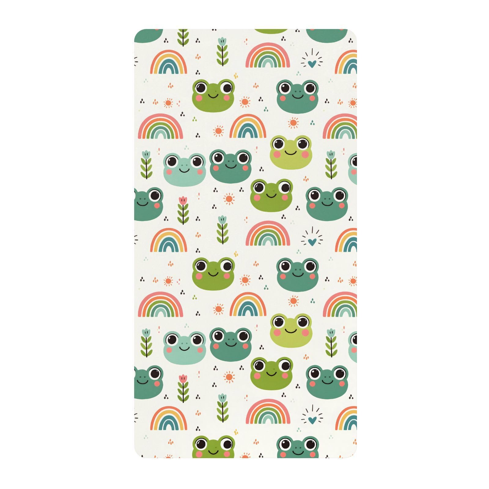 Babybettlaken mit niedlichem Froschkopf, Regenbogenfarben, für Jungen und Mädchen, weiche Standard-Matratze, Spannbetttuch, 71,1 x 132,1 cm