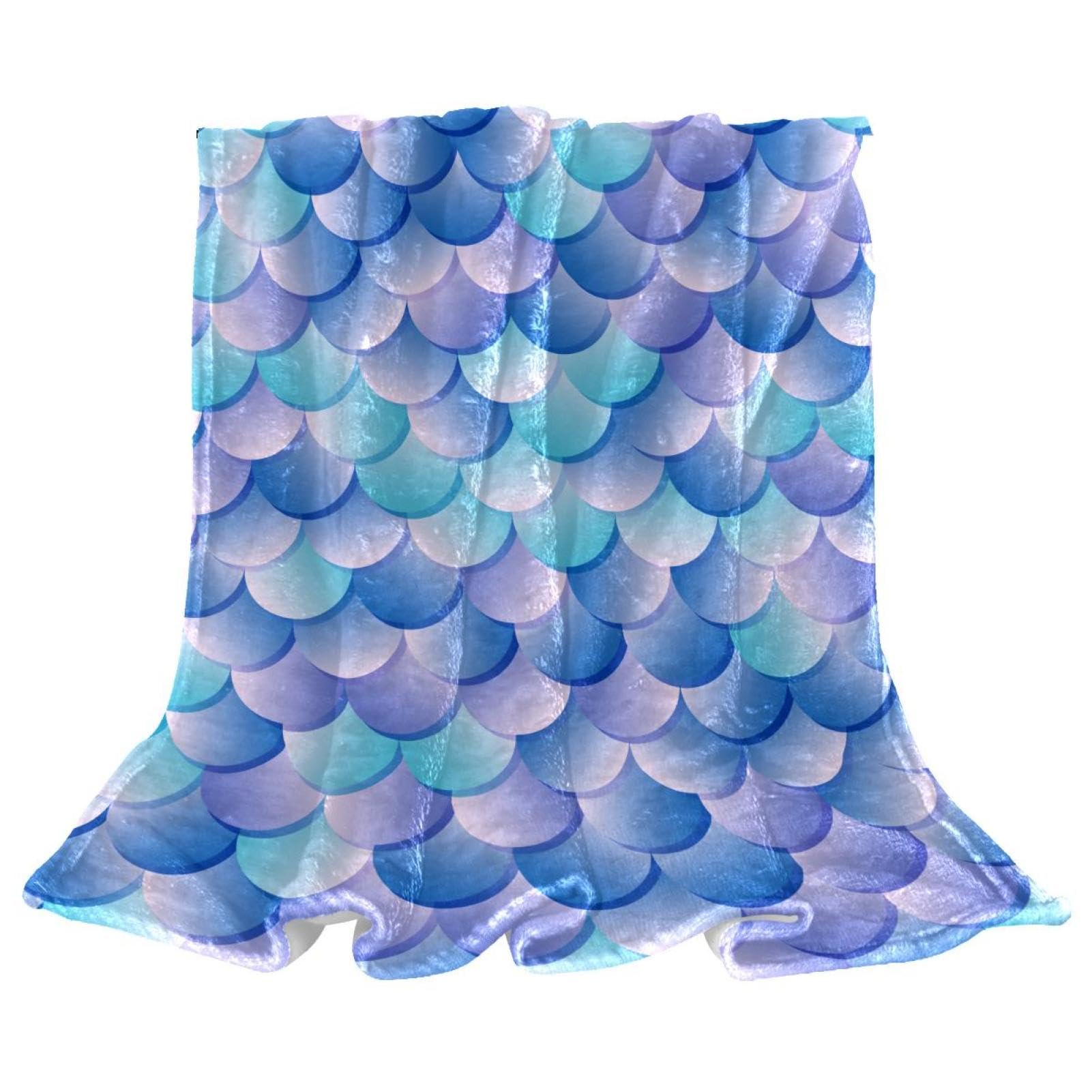 Couverture polaire bleue contre le froid plaid sirène doux pour salon
