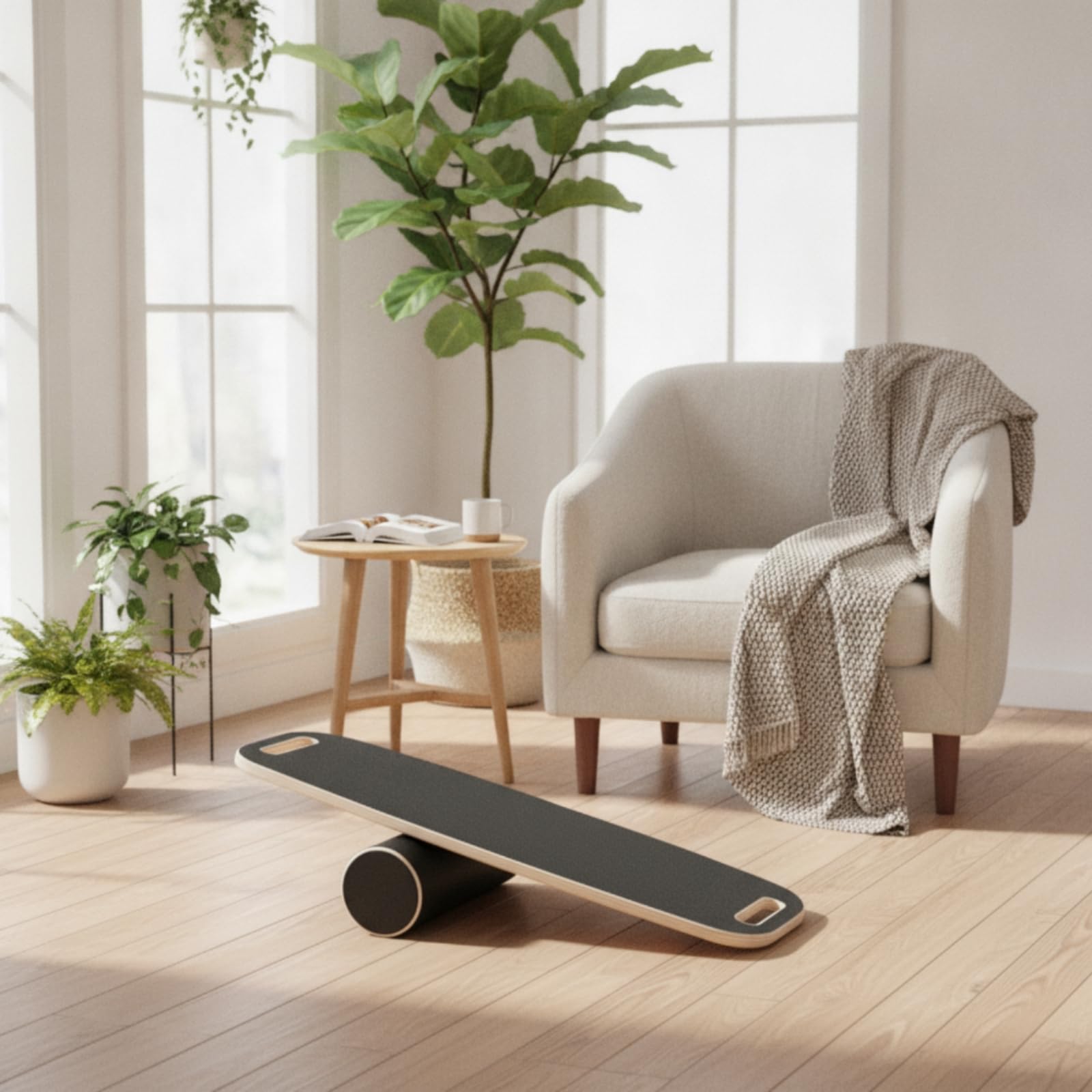Tavola di Equilibrio con Rullo Regolabile Tavola Propriocettiva con Rullo Antiscivolo Kit Accessori per Atleti, Principianti, Palestra in Casa