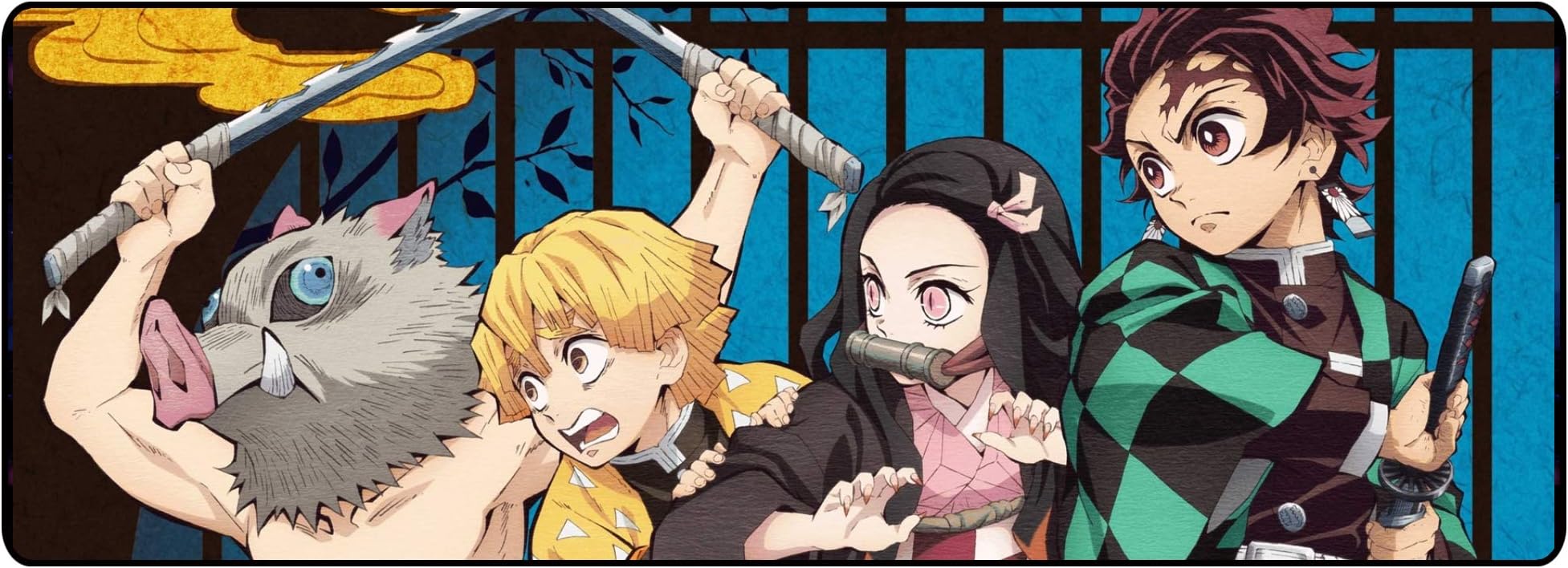 Anime Demon Slayer Large Extended Gaming Mouse Pad Mat, Stitched Edges, Ultra Thick 3 mm, Wide & Long Mousepad 31.5" x 11.8" x 0.12" (Demon Slayer-1)