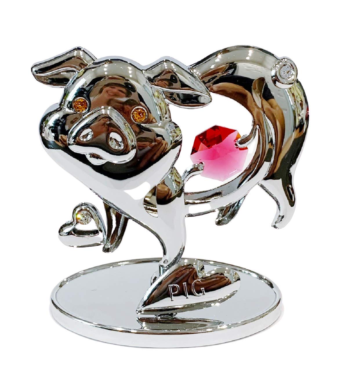 Crystocraft Red Crystal Pig Ornament Swarovski Elements Gift Boxed For Pig Lovers Made With Colou Crystal Pig Figurine