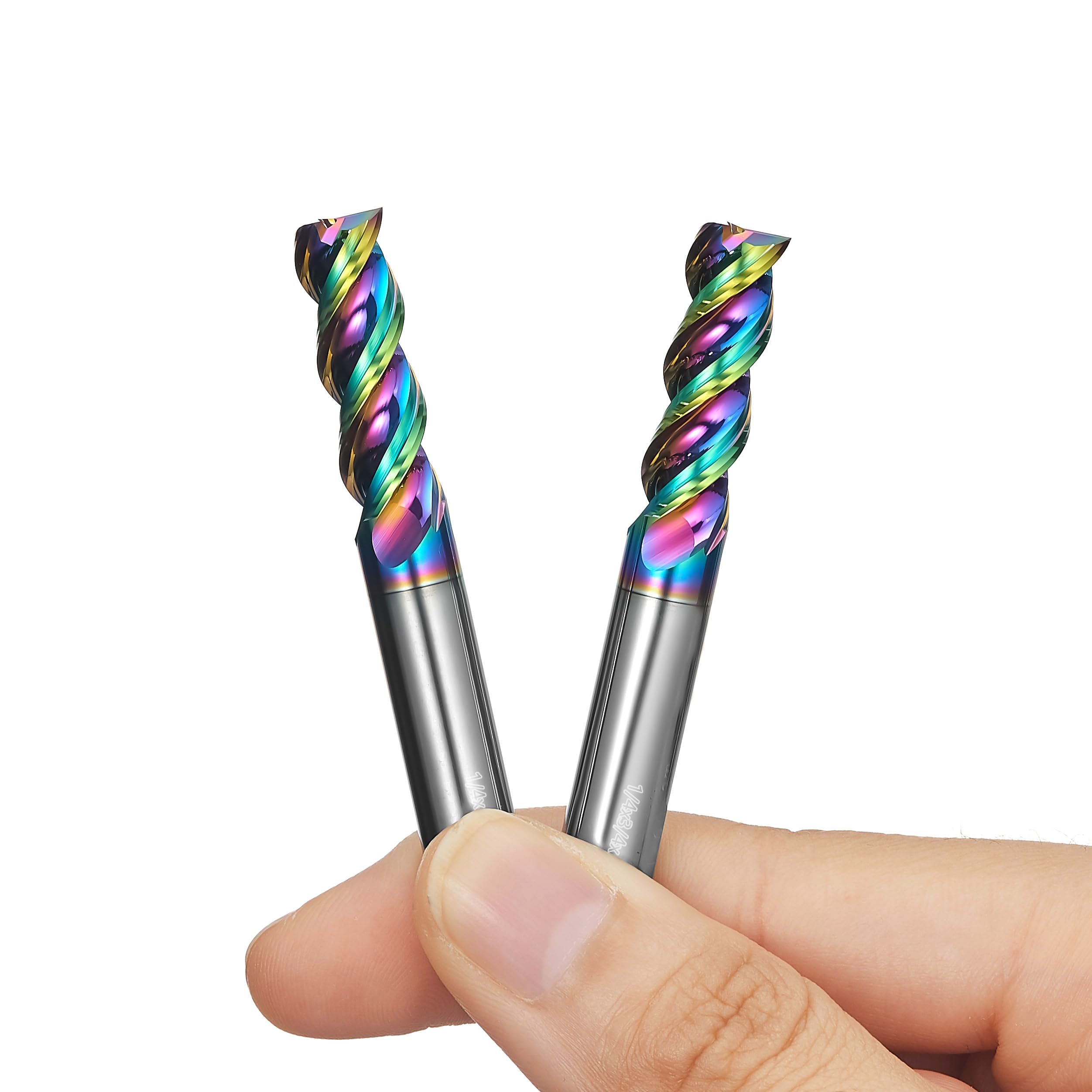 WEXWE Tools DLC Series Carbide Square End Mill, Diamond-Like Coating, End Mill for Aluminum, Copper, Magnesium Alloys, High Silicon Aluminum,