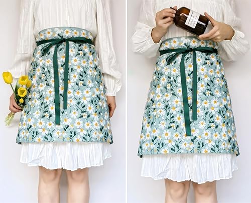 Miniatura 5 de Delantales bordados de cintura de moda para el hogar, cocina, restaurante, accesorios para fotos, floristería, encaje blanco, medio delantal