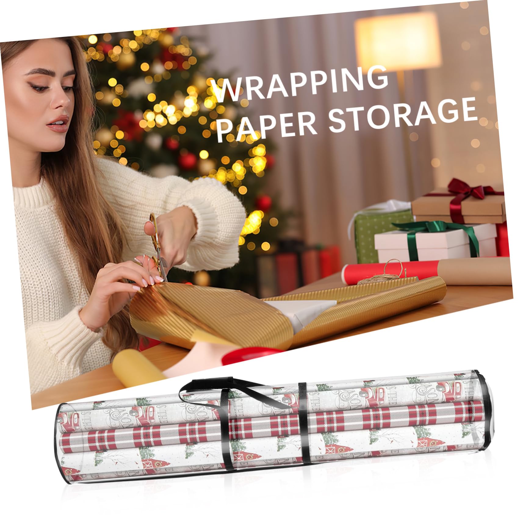 Artibetter 2 Stück Transparente Pvc Aufbewahrungstaschen für Geschenkpapier mit Großem Fassungsvermögen und Bequemen Griffen für Büro und Geschäft