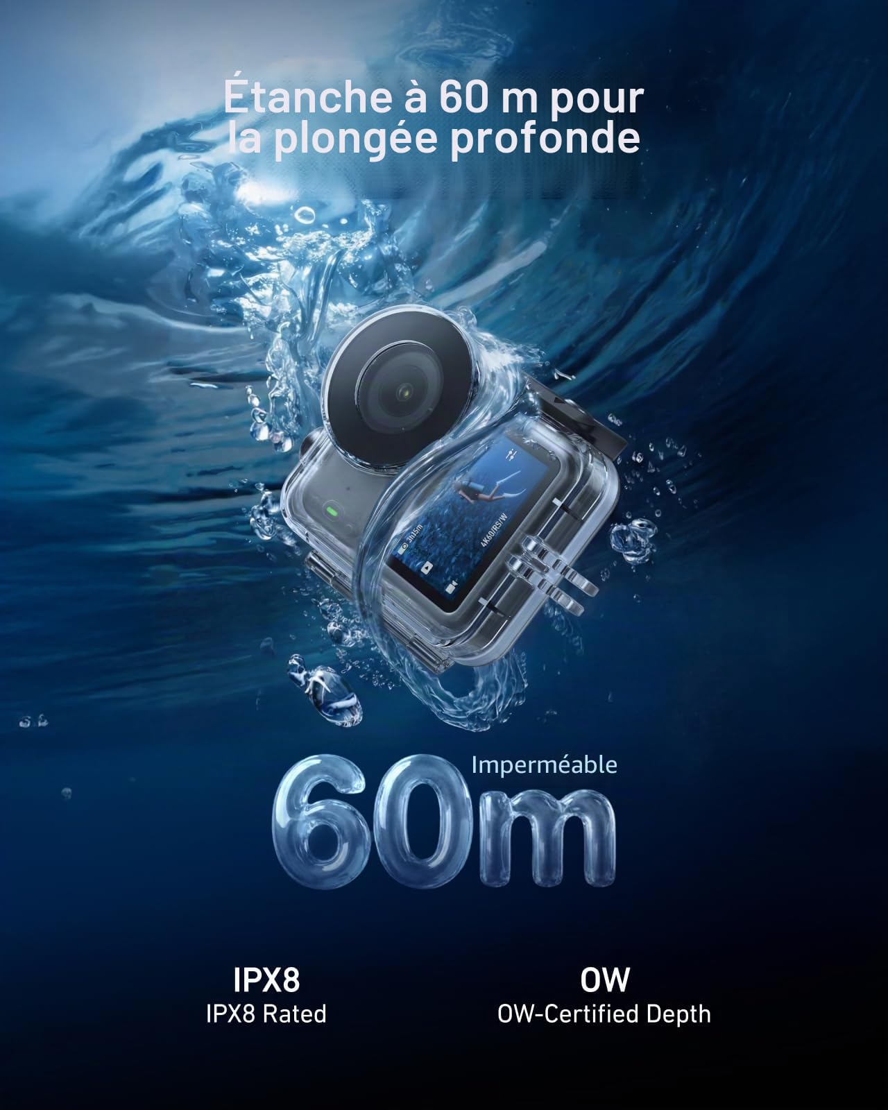 TELESIN Coque étanche pour DJI Osmo Nano, Caisson sous‑Marin 60m/196ft avec Feuilles Anti-buée, Accessoire pour plongée, Snorkeling, Surf
