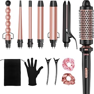 Ufree 7-in-1 Curling Iron Set: Interchangeable Ceramic Barrels, Thermal Brush, Straightener - Versatile Curling Wand for All Hair Types