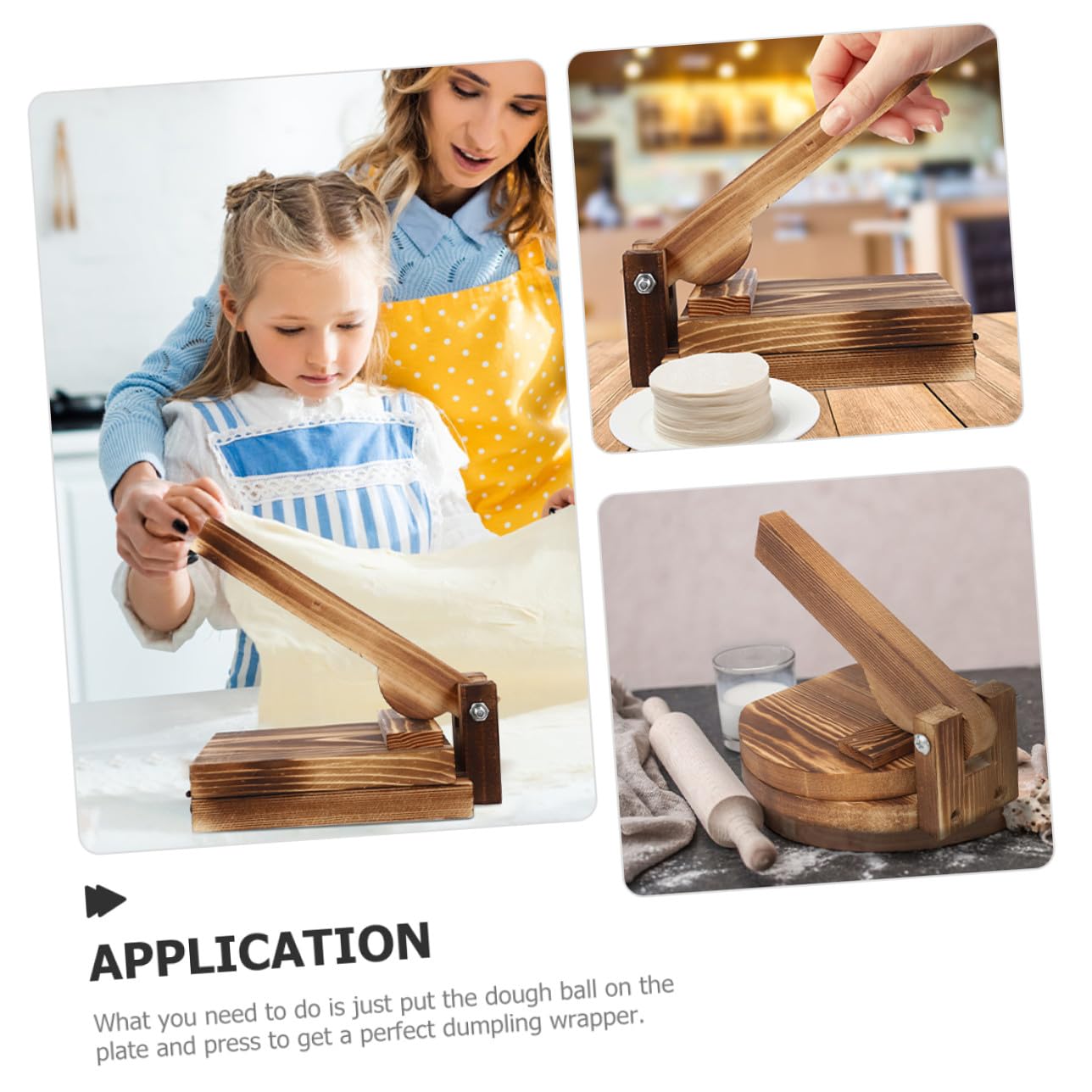 Artibetter Molde de Masa para Dumplings y Tortillas 2 Piezas Madera Carbonizada Prensador Manual Herramienta Cocina Hogar Utensilios Madera Cocina Accesorios para Preparar Masa Uniforme