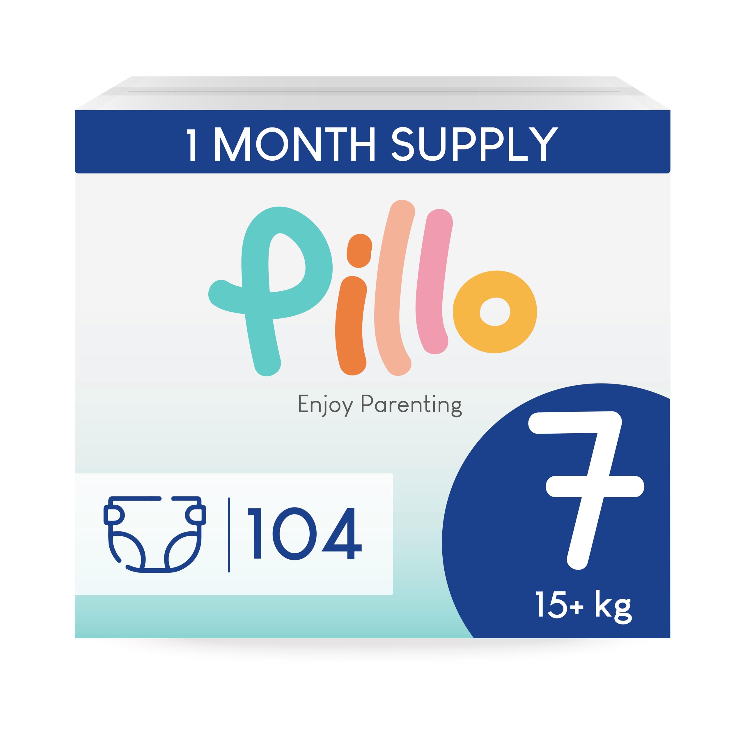 Pillo pieluchy rozmiar 7 XXL (15 kg) - zapas 104, 4 opakowania po 26 sztuk - dla dzieci