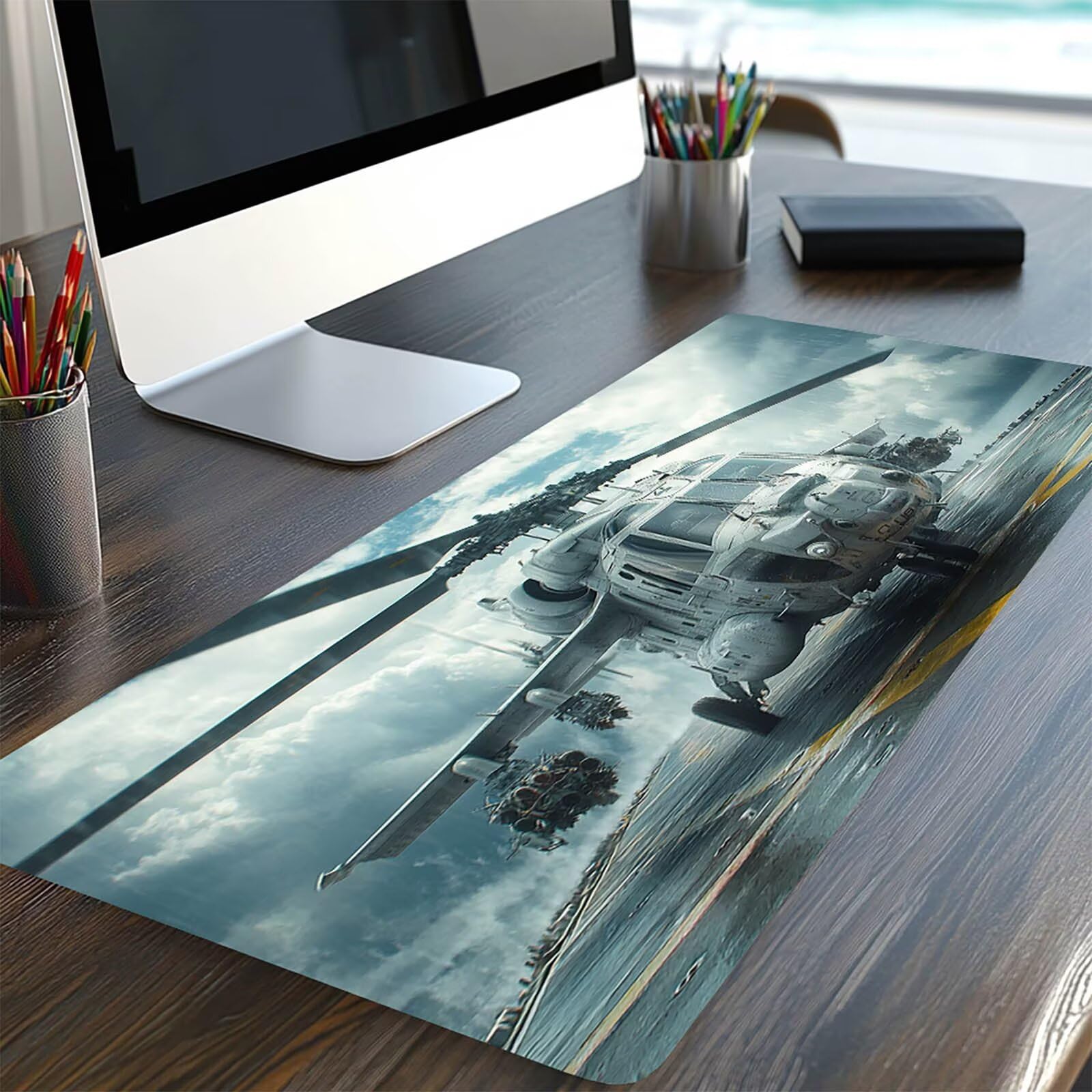 Podkładka pod mysz xxl 1000 x 500 x 3 mm helikoptery biurko mata do gier mata biurkowa do gier szyte krawędzie trwała i wodoodporna konstrukcja z antypoślizgową gumową podstawą do bezprzewodowej myszy