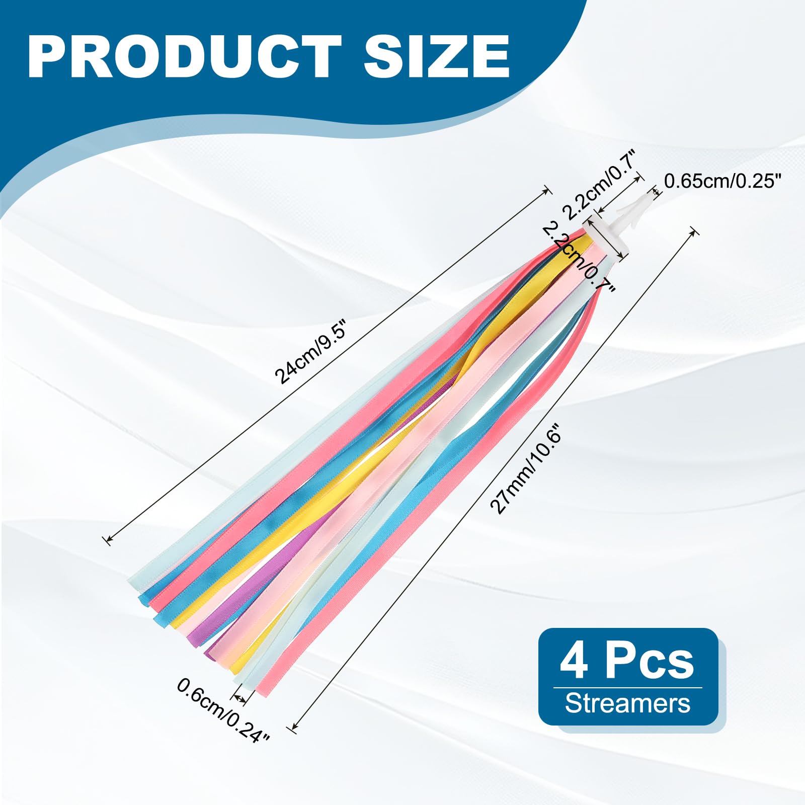 MECCANIXITY Bike Streamers Colorful Bike Tassels Scooter Handlebar Streamers Bicycle Tassel Ribbon for Bicycle Tricycle Handles Accessory (Rainbow Color, Pack of 8)