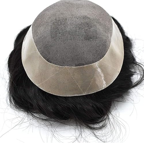 Miniatura 3 de Sistema de reemplazo de piezas de cabello para hombre, cabello humano real, mono tupé fino para hombres, línea capilar natural, extensiones de