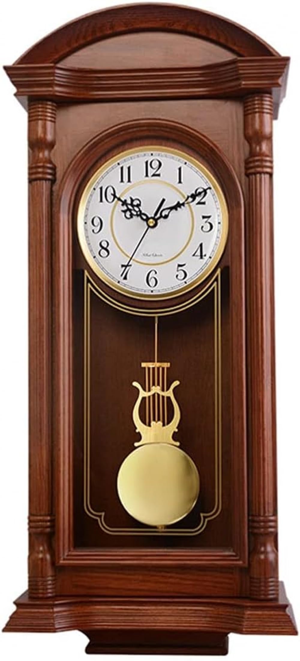 GHGcscas wall clock, Battery Operated 20 Inch Silent Wood Wall Clock Five-Tone Movement 14 Double Bell