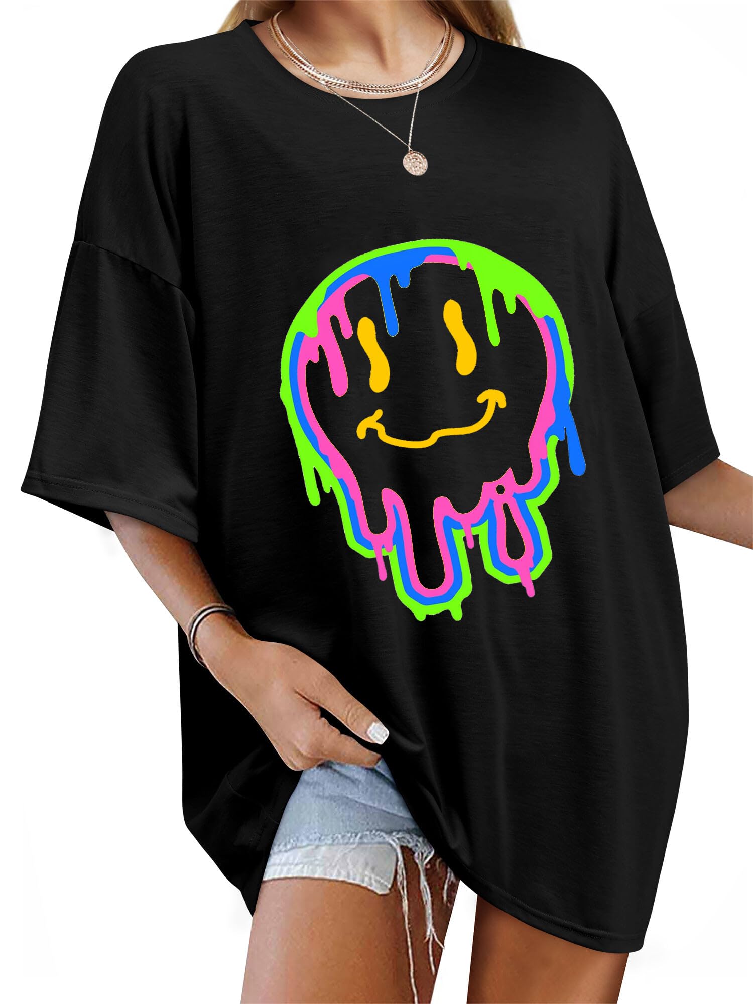 T-shirt Femme Décontracté à Manches Courtes - Imprimé Graphique, Col Rond - 9