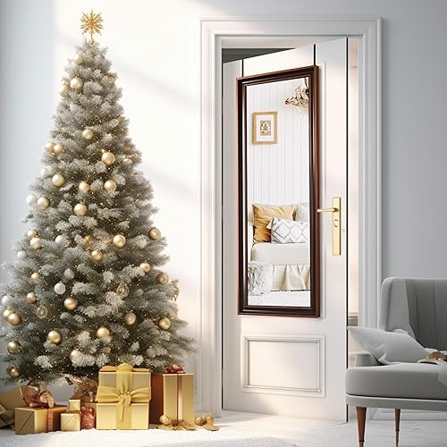 Espejo de longitud completa de 43 x 16 pulgadas, espejos colgantes para colgar sobre la puerta, espejo de marco retro de cuerpo completo con