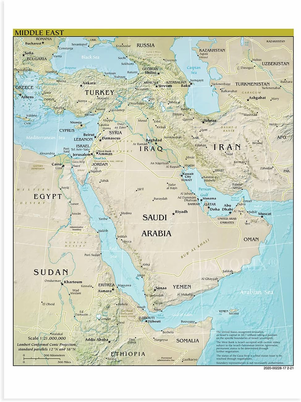 HISTORIX 2021 Middle East Map Poster - 18x24 Inch Map of the Middle East Region - Countries of Middle East Poster Print