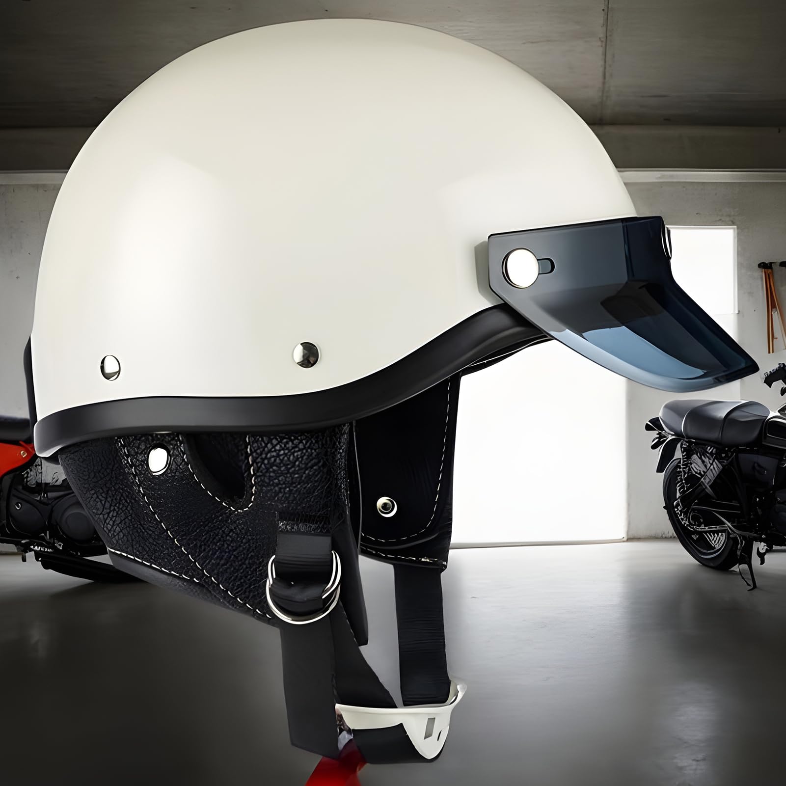 Halmetto di motocicletta, casco per moto a faccia aperta,Caschi da moto per uomini - Cappuccetto a faccia aperta traspirante fresco leggero per motocross scooter racing street incrociatore