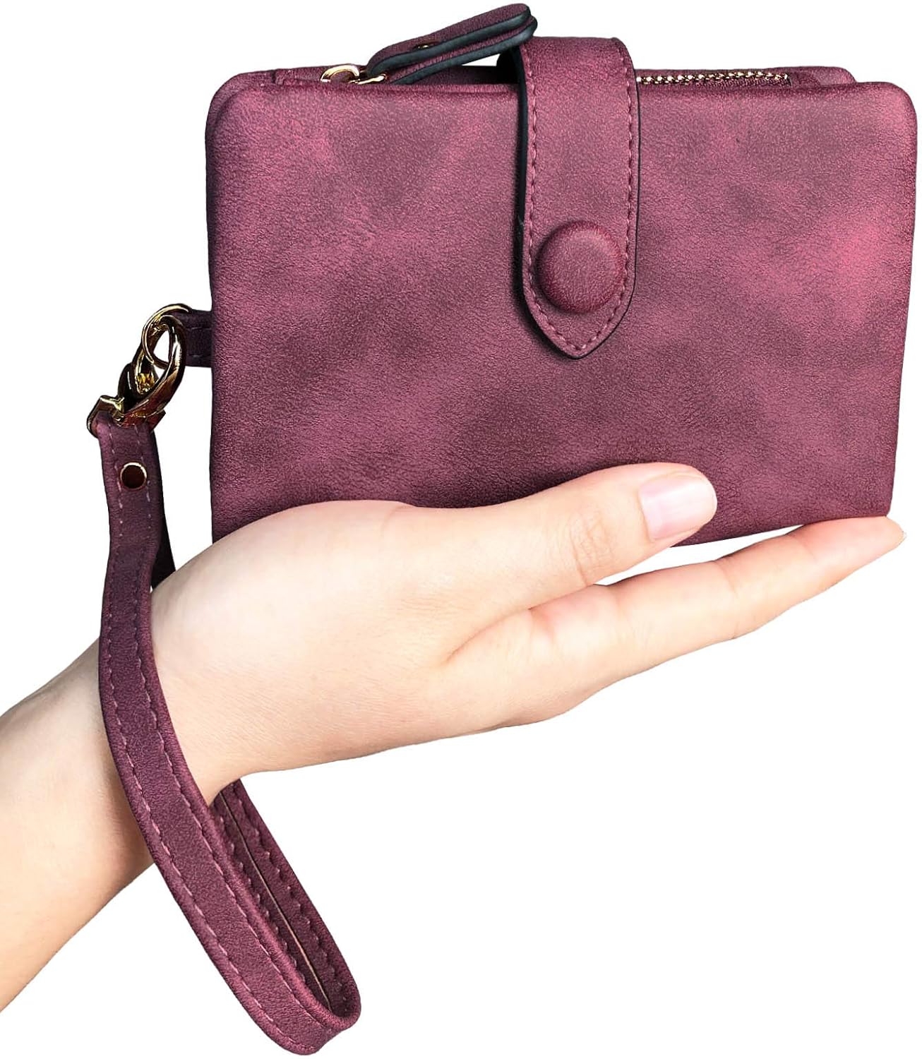 PofeeXIO Womens Small Bifold Leather Wallets RFID Ladies Wristlet with Card Slots id Window Zipper Coin Purse | Small, Bifold, RFID, Wristlet, with Card Slots, id Window - Image 4