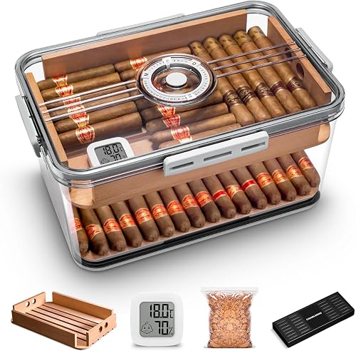 Cigar Humidor Transparent Acrylic Cigar Humidor with Spanish Cedar Shelf Cigar