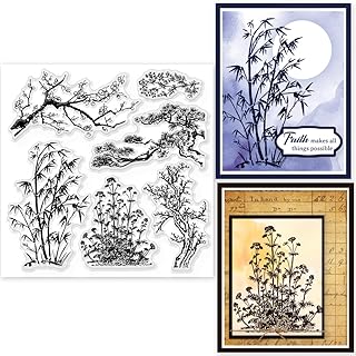 GLOBLELAND Transparente Stempel „Pflanze Bambuskiefer“, Pflanze Bambuskiefer, Dekorative Transparente Stempel, Silikonstempel Für Kartenherstellung Und Fotoalbum-Dekoration Und DIY-Scrapbooking