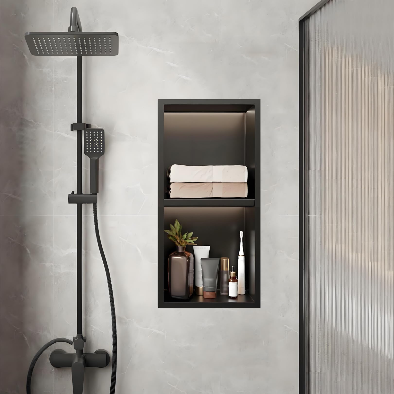 Niche de douche à LED en acier inoxydable SUS304 encastrée pour salle de bain