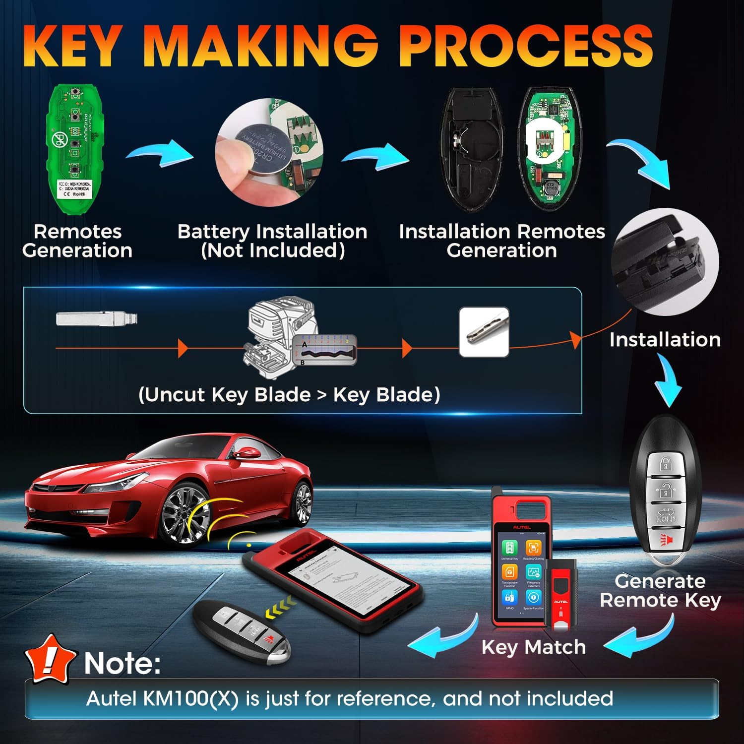 Autel MaxiIM IKEY Programmable Blank Key for Nissan, 2026 IKEYNS004AL 4 Buttons Key Fob Replacement, 130FT/ 40M Smart Keyless Entry Remote, Work with Autel KM100(X) IM508S IM608 PRO 2 IM608S II