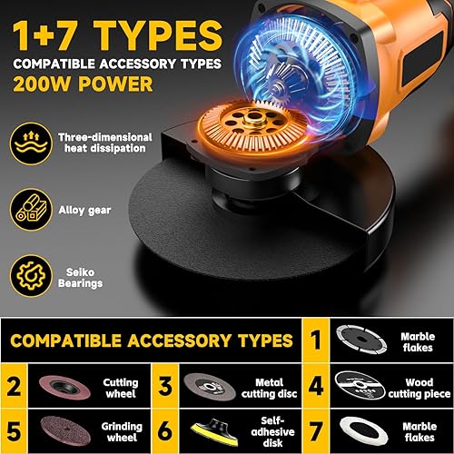 Miniatura 5 de Amoladora angular inalámbrica para batería Dewalt de 20 V, amoladora sin escobillas ajustable de 3 velocidades con hasta 8500 RPM, amoladora