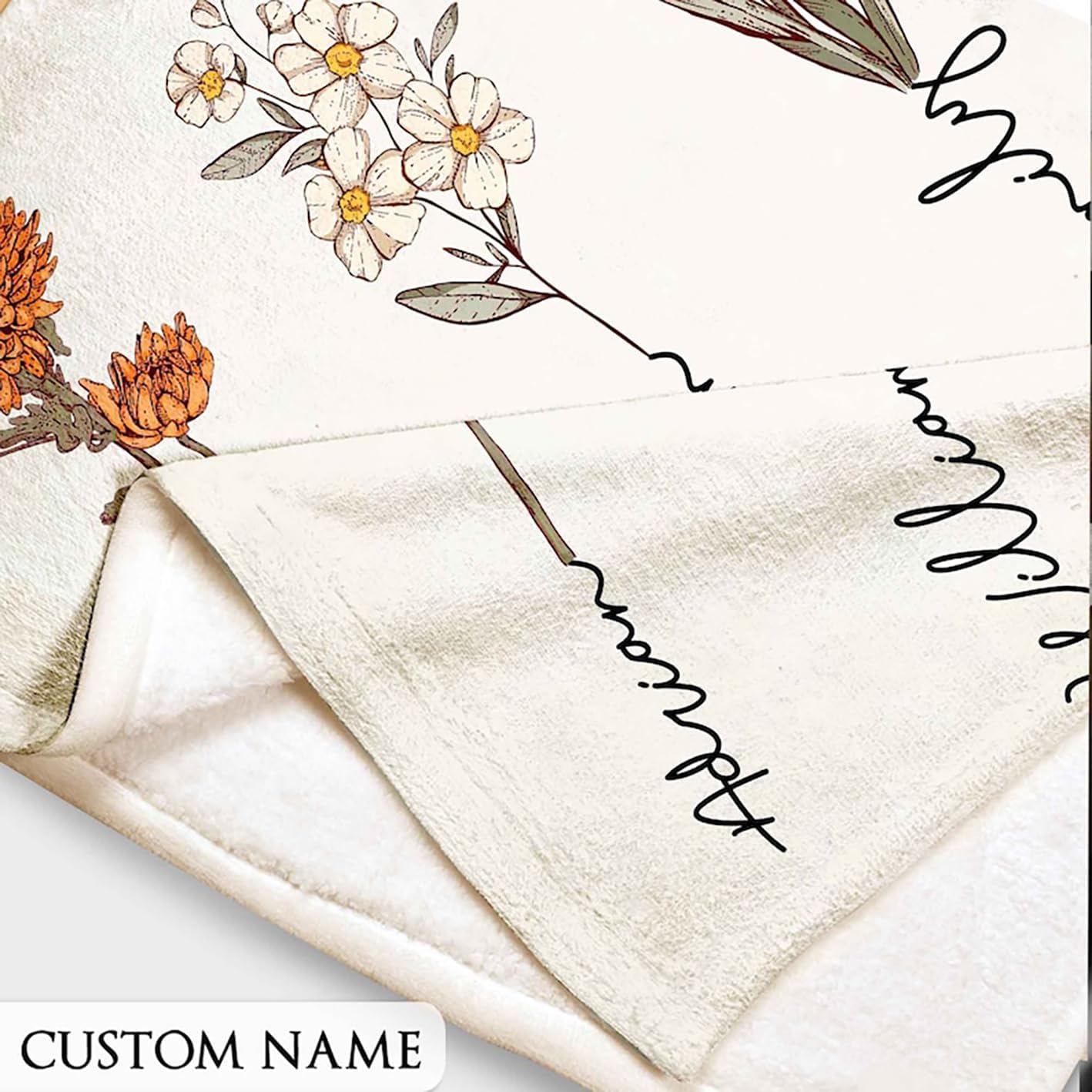 Pofily Custom Grandma Garden Blanket with Grandkids Names, Personalized Birth Flower Blanket Gift