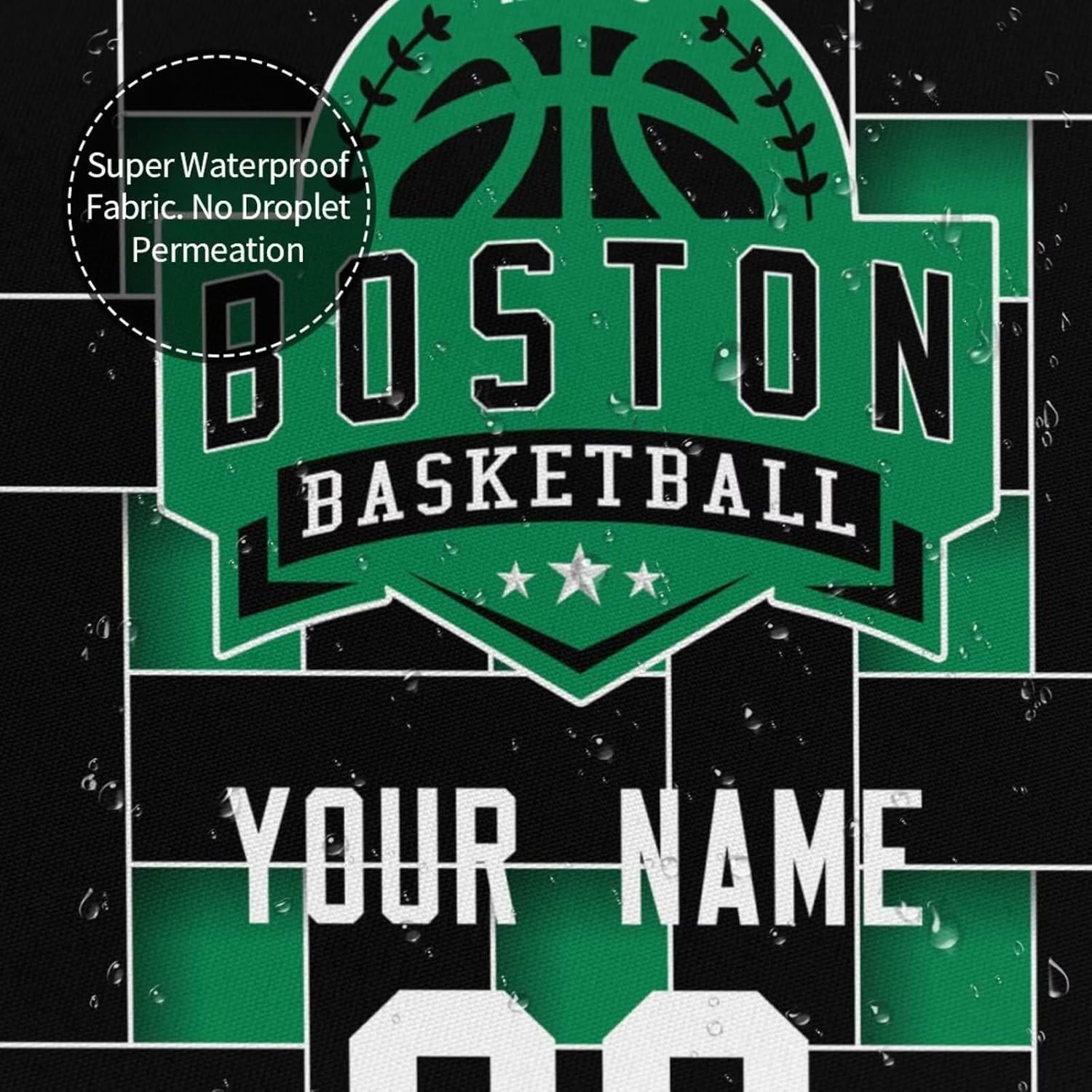 Boston Personalized Names and Numbers Shower Curtains，Customized Shower Curtains with,Gifts for Lovers,Men,Women and Fans，60" X 72"，72" X 72"