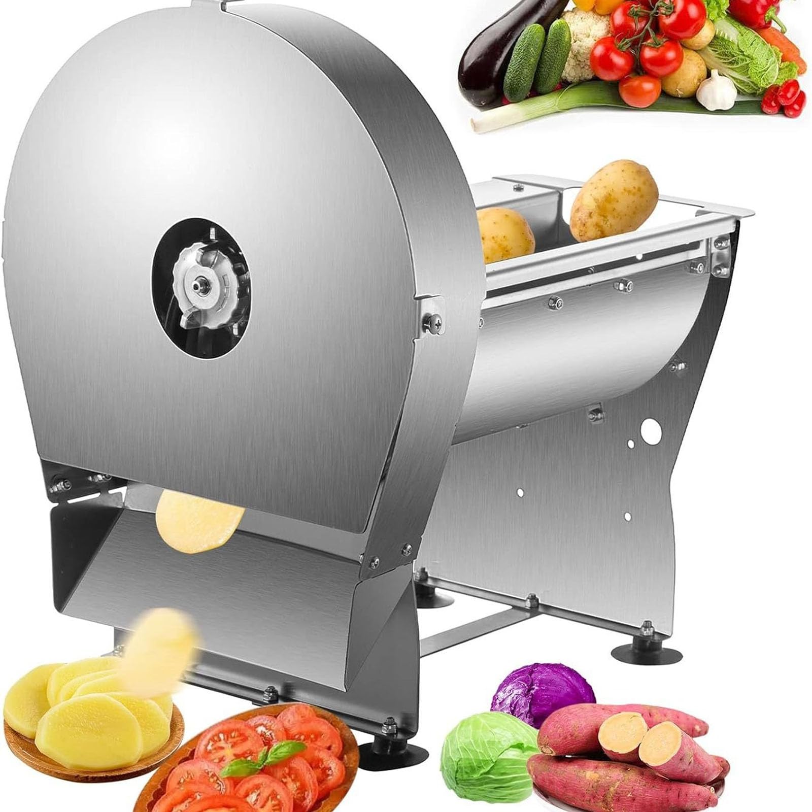 ZHJOPP Vegetable Cutter Manual & Electric Food Processor, Adjustable Thickness Slicer & Shredder,Stainless Steel for Cabbage Onion Carrot