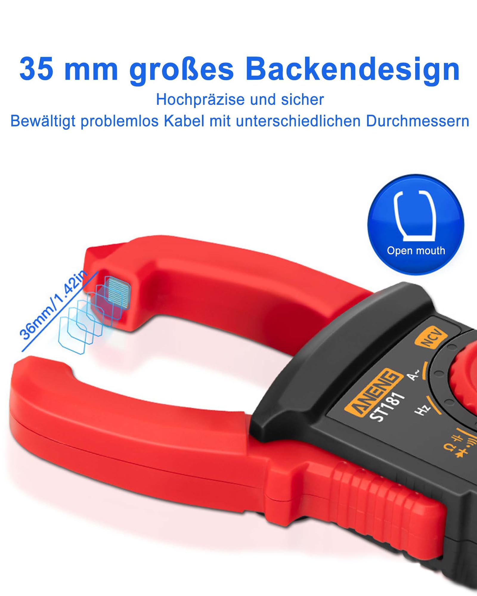 Digitales Stromzange AC DC Multimeter: True-RMS 4000 Counts Strommesszange Amperemeter mit Automatischer Bereichswahl zum Messen von AC/DC-Spannung Strom Widerstand Kapazität Durchgang NCV-Erkennung
